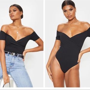 black cross bodysuit pretty little thing